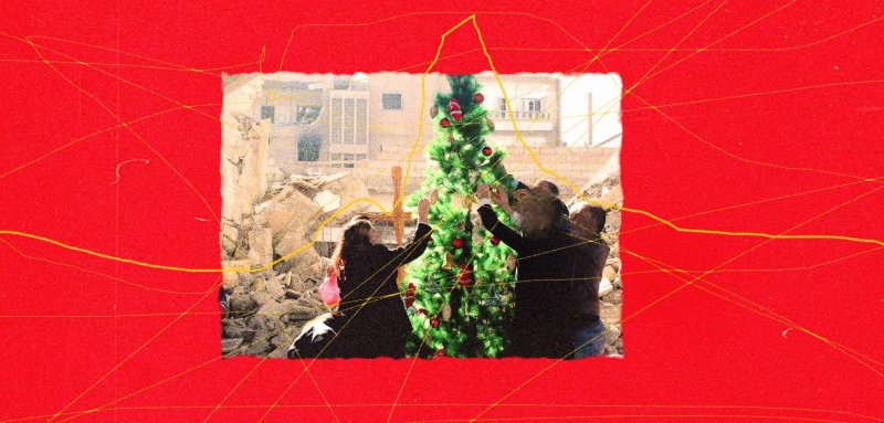 "نستخدم شريطاً مضاءً لنرسم شجرة الميلاد على الحائط"... أهلاً بالميلاد في دمشق