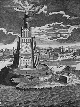فنار الإسكندرية القديم - أحد عجائب الدنيا السبع القديمة- تضرر بفعل زلزال كريت وتهدم كلياً بفعل زلازل متوسطية متتالية